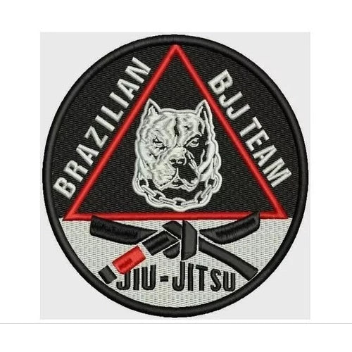 EMBLEMA BORDADO: PITBULL JIU-JITSU BJJ TEAM KIMONOS - 20CM