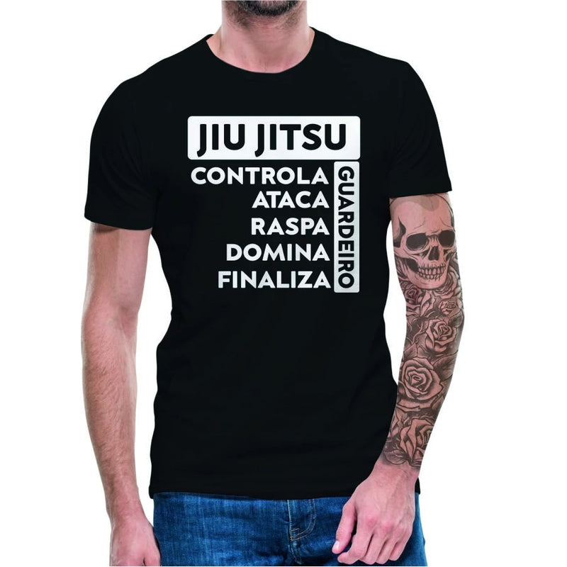 CAMISETA JIU JITSU MASCULINA COMPETIDOR CAMISA BJJ BRAZILIAN JIUJITSU 100% ALGODÃO PREMIUM