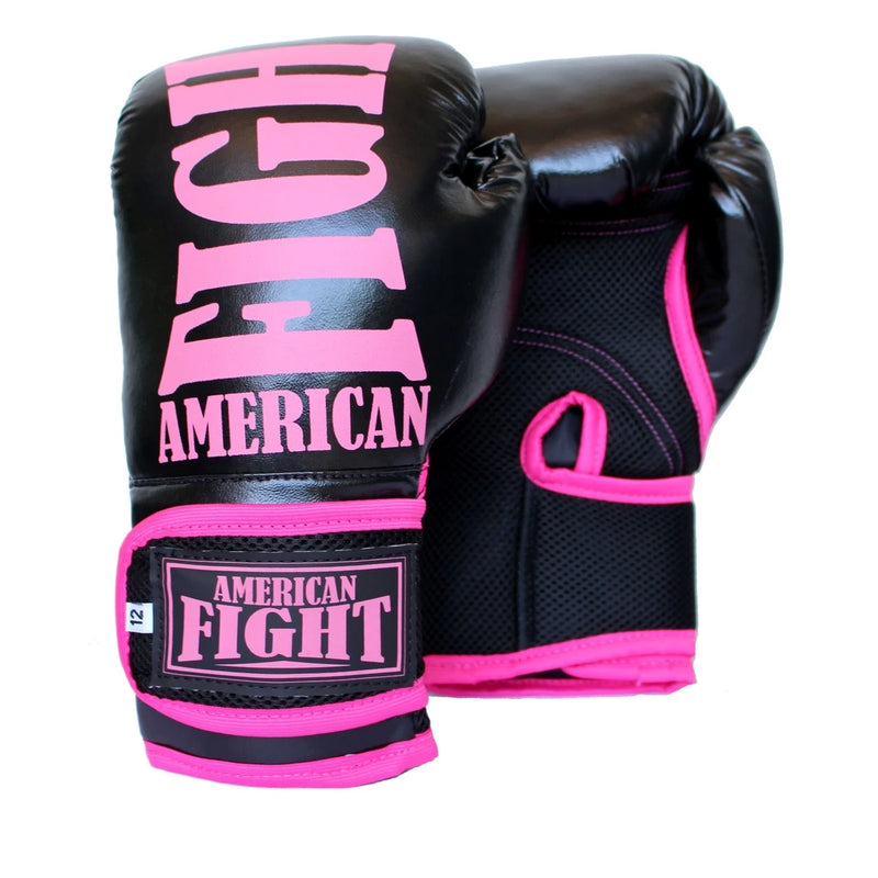 Kit Boxe Muay Thai Luva Bolsa Bandagem Bucal American Fight - Rosa