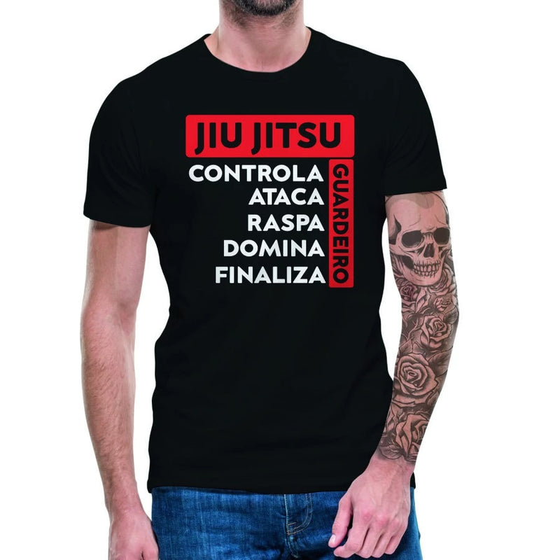 CAMISETA JIU JITSU MASCULINA COMPETIDOR CAMISA BJJ BRAZILIAN JIUJITSU 100% ALGODÃO PREMIUM