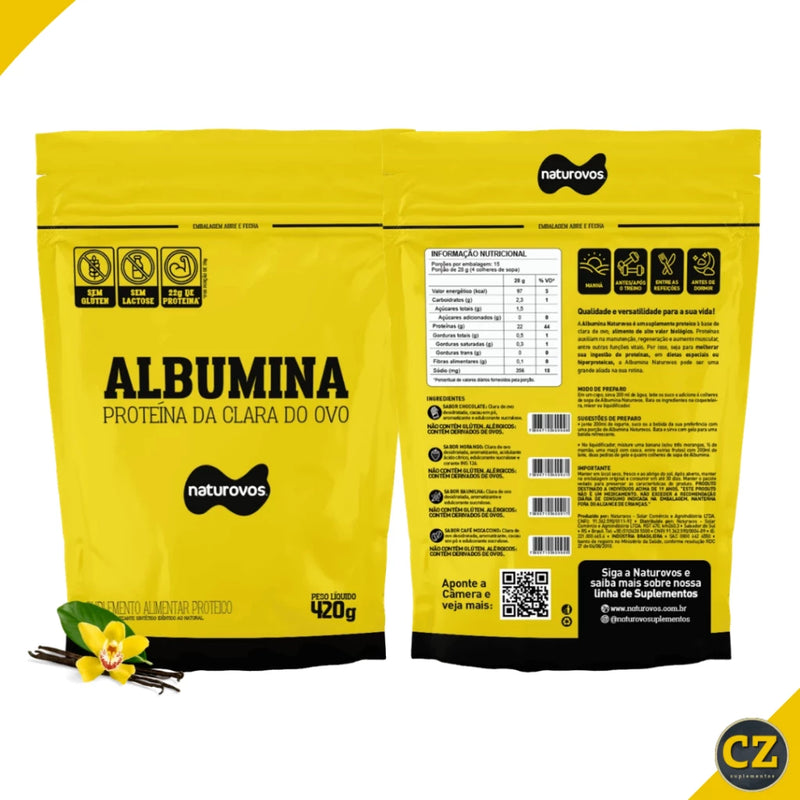 ALBUMINA NATUROVOS SUPLEMENTO MASSA MUSCULAR (420G) - NATUROVOS ORIGINAL