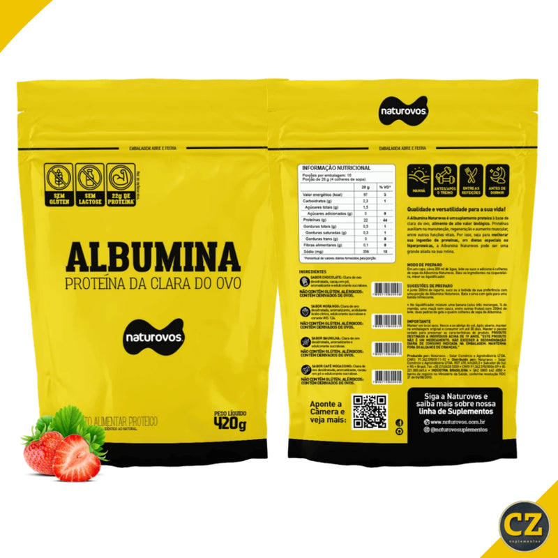 ALBUMINA NATUROVOS SUPLEMENTO MASSA MUSCULAR (420G) - NATUROVOS ORIGINAL