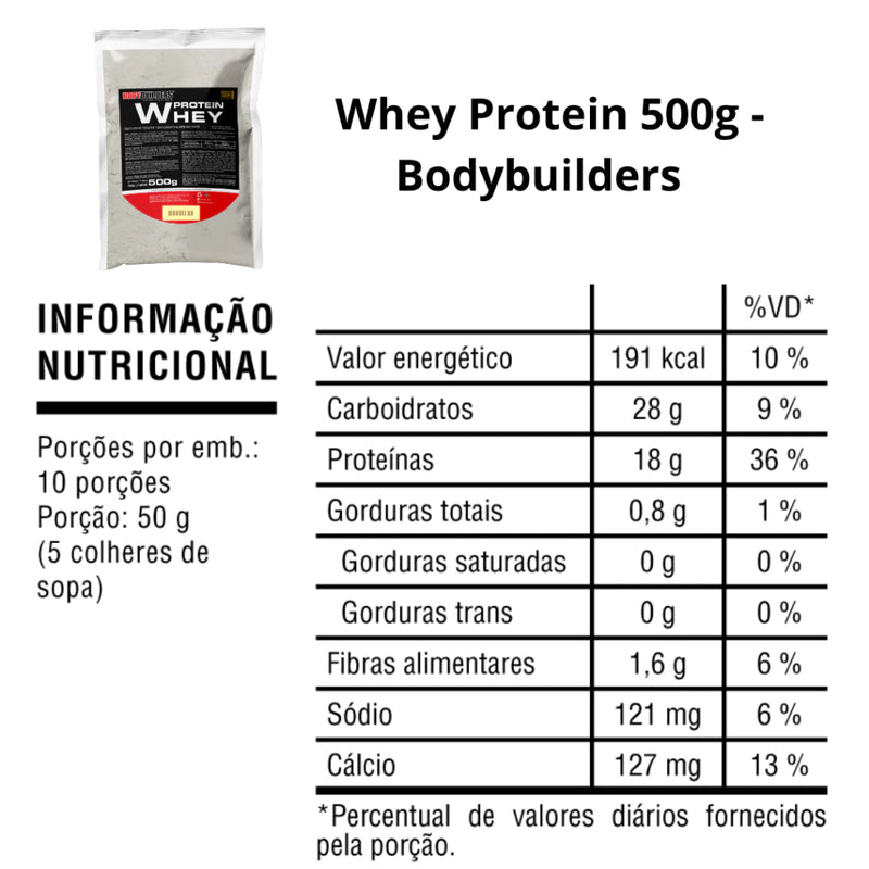 KIT WHEY PROTEIN CONCENTRADO EM BLEND PROTEICO 500G + BCAA 4,5 100G + POWER CREATINA 100G - BODYBUILDERS - ORIGINAL AUMENTO DE MASSA MUSCULAR