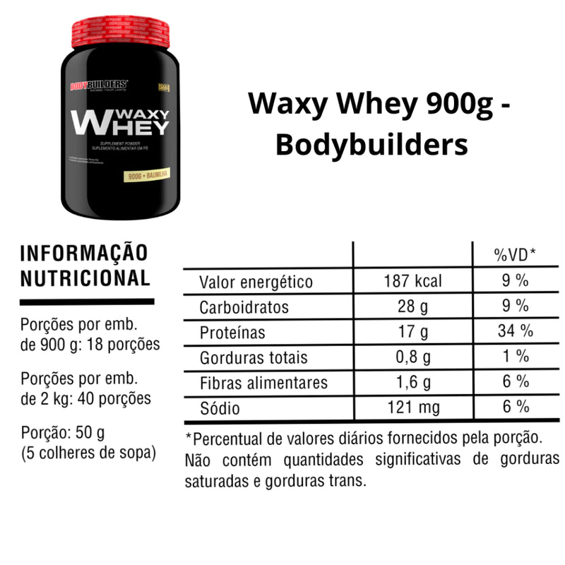 WHEY PROTEIN WAXY WHEY POTE 900G - SUPLEMENTO PARA GANHO DE MASSA MUSCULAR - BODYBUILDERS ORIGINAL