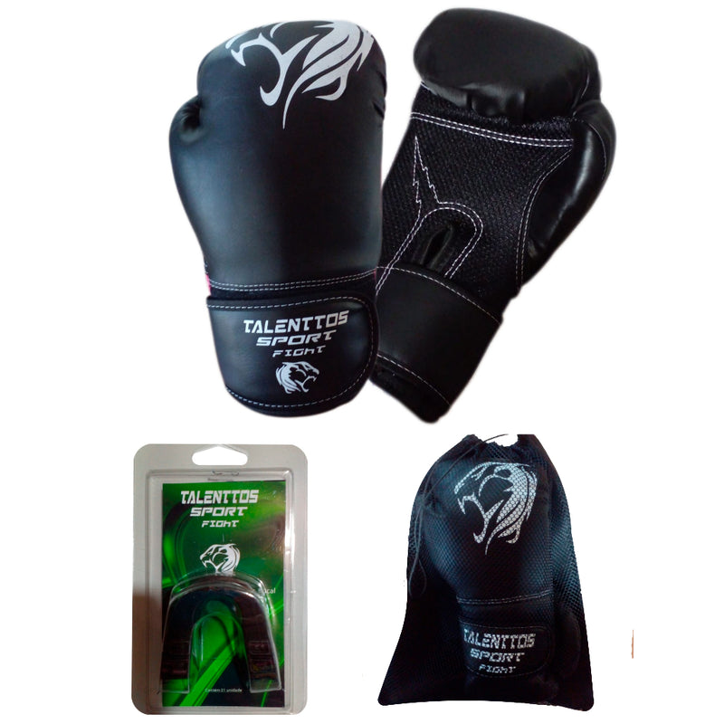 kit Muay Thai Boxe Luva+ Bandagen+Bucal+sacola