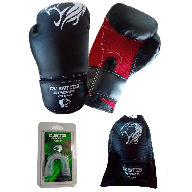 kit Muay Thai Boxe Luva+ Bandagen+Bucal+sacola